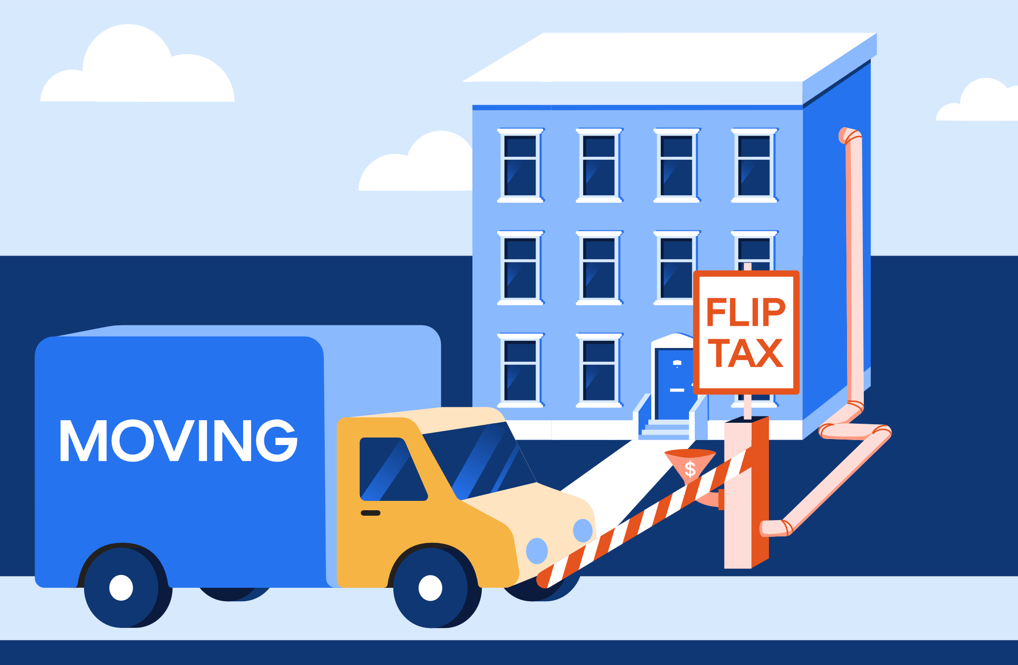 Seller trying to move from his building but there is a toll labeled Flip Tax he has to pay